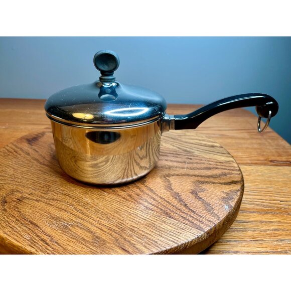Vintage Farberware 1 Quart Saucepan with Lid Bronx  NY USA Aluminum Clad Stainle - Picture 1 of 10